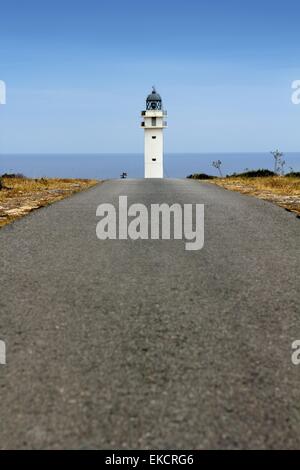 Barbaria Leuchtturm Formentera von der Straße Stockfoto