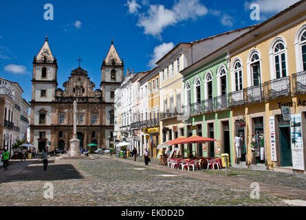 Salvador de Bahia, Brasilien, Kirche von San Francisco, die San Francisco Xavier, ANCHIETA PLAZA, Häuser aus der Kolonialzeit Stockfoto