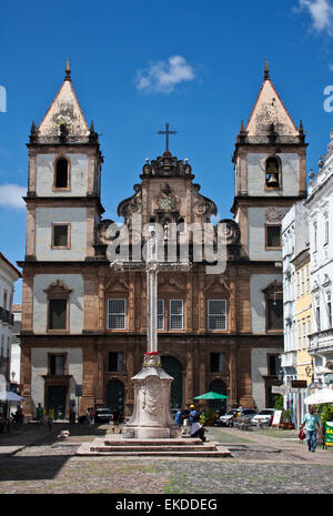 Salvador de Bahia, Brasilien, Kirche von San Francisco, die San Francisco Xavier, ANCHIETA PLAZA, Häuser aus der Kolonialzeit Stockfoto