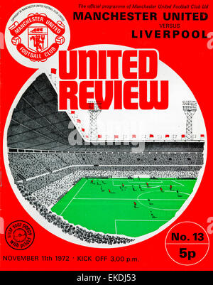 Manchester United V Liverpool Fußball Programm. 11. November 1972 Stockfoto