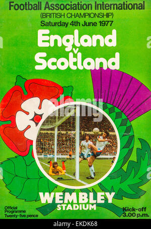England V Schottland Fußball Programm 4. Juni 1977 Stockfoto
