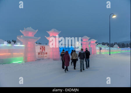 Der Skulpturenpark ICIUM Wunderwelt aus Eis, Levi, Finnland Stockfoto