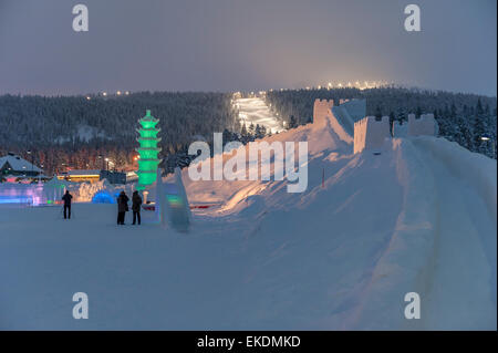 Der Skulpturenpark ICIUM Wunderwelt aus Eis, Levi, Finnland Stockfoto