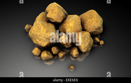 Eine Sammlung von gold-Nuggets auf eine isolierte dunklen Hintergrund Stockfoto