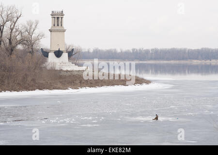 Leuchtturm auf Sarpinsk Halbinsel am Eingang des Wolga-Don-Kanals nach VI Lenin, benannt in Erinnerung an die Matrosen, Stockfoto