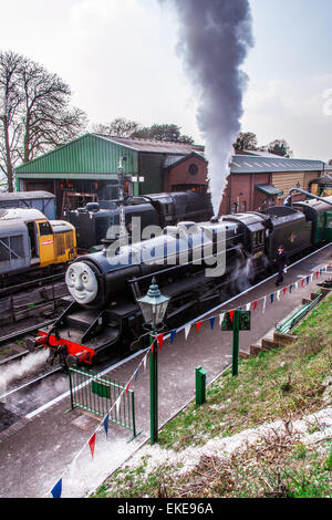 Ropley Station, Brunnenkresse Line, Mitte Hants Eisenbahn, Hampshire, England, Vereinigtes Königreich. Stockfoto