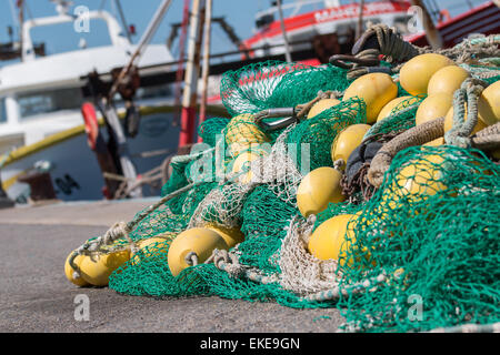 Trocknung nach der Fischerei Fischernetze Stockfoto