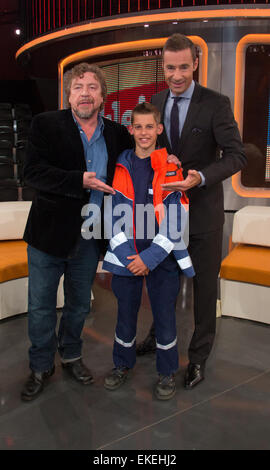 Aufnahme des deutschen Fernsehens zeigen Klein Gegen Groß in Adlershof TV Studios Featuring: Kai Pflaume, Gast, Armin Rohde wo: Berlin, Deutschland bei: 5. Oktober 2014 Stockfoto