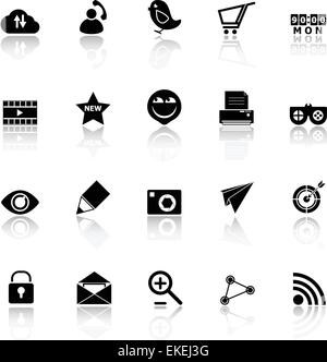 Internet nützliche Icons mit Spiegeln auf weißem Hintergrund, Lager Vektor Stock Vektor