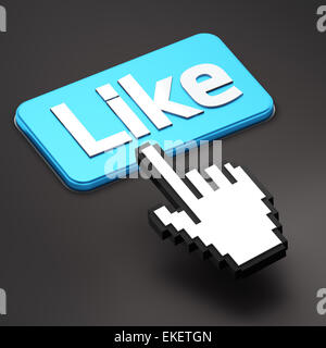 Hand-geformte Maus Cursor Presse Like-button Stockfoto