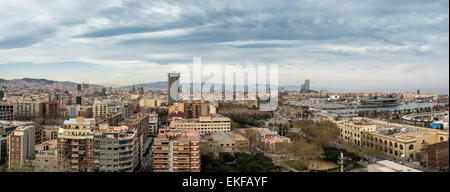 Luftaufnahme der Skyline von Barcelona, Spanien Stockfoto