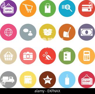 Einkaufen flache Symbole auf weißem Hintergrund, Lager Vektor Stock Vektor