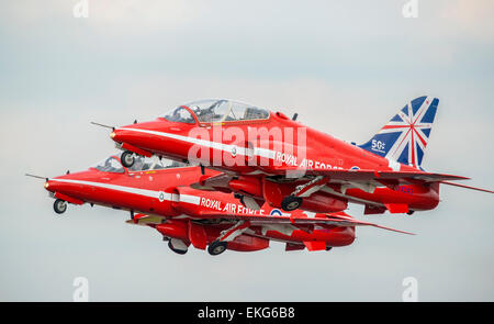 Royal Air Force Red Arrows Display Team beim RIAT 2014 Stockfoto