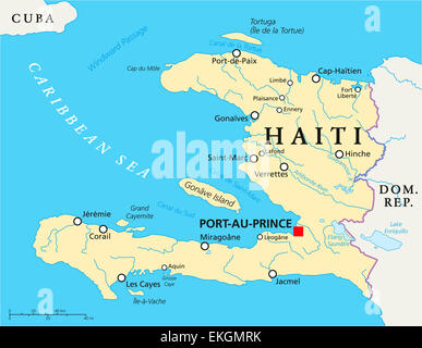 Politische Karte von Haiti Stockfoto