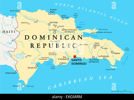 Politische Karte der Dominikanischen Republik Stockfoto
