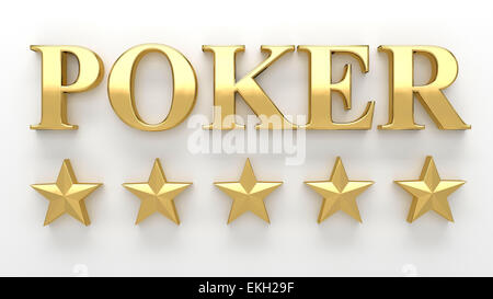 Poker Kartenspiel mit Sterne - gold 3D Render auf dem Wand-Hintergrund mit weichen Schatten. Stockfoto