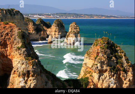 Schönen Klippen von Ponta de Piedade, Region Lagos, Algarve, Portugal Stockfoto