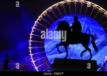 Festival der Lichter, Platz Bellecour, Lyon, Frankreich Stockfoto