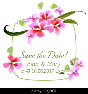 Abbildung mit Orchidee. Aquarell. Hand gezeichnet. Stockfoto