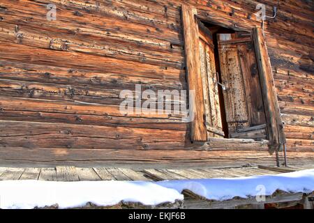 Granarie Nahaufnahme, Saas Fee, Alpen, Schweiz Stockfoto