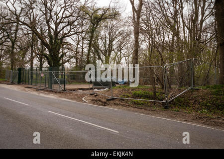 Horse Hill, Surrey, Freitag, 10. April 2015. Auf dem Gelände der Exploration Firma UK Öl & Gas Investitionen (UKOG) war alles still. Stockfoto