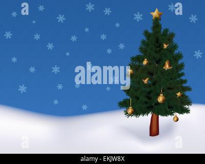 Schnee Landschaft Hintergrund mit Weihnachtsbäumen. Stock Vektor