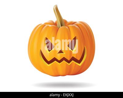 Halloween-Kürbis mit Grimasse auf weiß Stock Vektor