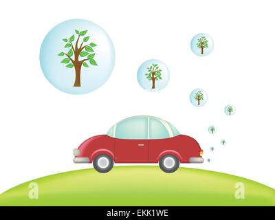ökologische Auto anstrengend grünen Baum statt Rauch Stock Vektor