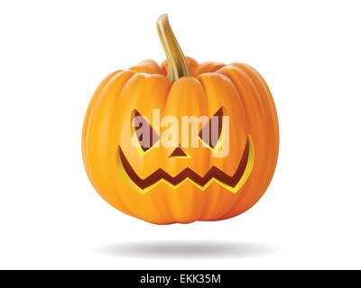 Halloween-Kürbis mit Grimasse auf weiß Stock Vektor