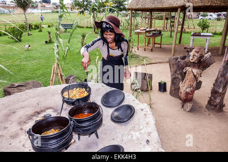 Johannesburg Südafrika, Soweto, Lebo's Backpackers Hostel, schwarze Frau weibliche Frauen, Kochen, kochen, Wasserkocher, SAfri150307117 Stockfoto