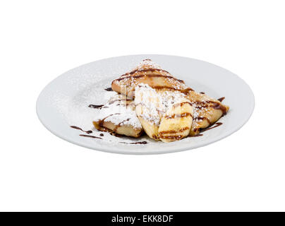 Fried-Pfannkuchen mit Banane auf einen isolierten Hintergrund Stockfoto