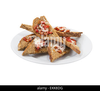 Knoblauch-Toast mit Peperoni auf einem isolierten Hintergrund Stockfoto