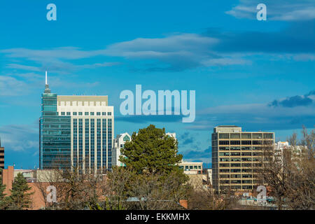 Zwei Hochhäuser der Skyline von Boise, Idaho Stockfoto