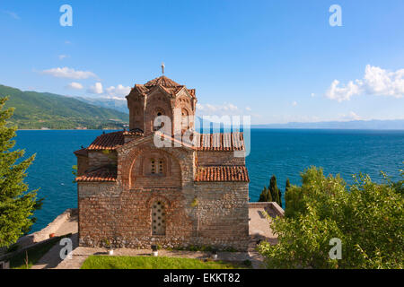 Kirche des Hl. Johannes der Theologe am Kaneo am Ufer des Ohrid-See, UNESCO-Welterbe, Republik von Mazedonien Stockfoto