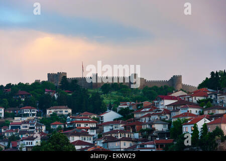 Zar Samuil Festung mit Ohrid Stadtbild, Ohrid, Mazedonien Stockfoto