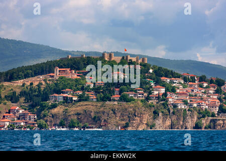 Zar Samuil Festung mit Ohrid Stadtbild am Ufer des Lake Ohrid, Mazedonien Stockfoto