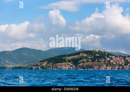 Zar Samuil Festung mit Ohrid Stadtbild am Ufer des Lake Ohrid, Mazedonien Stockfoto