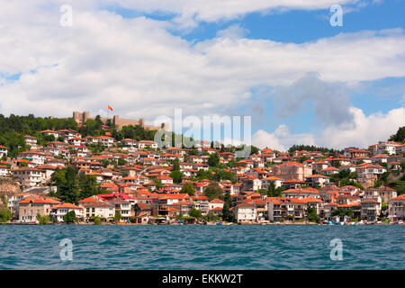 Zar Samuil Festung mit Ohrid Stadtbild am Ufer des Lake Ohrid, Mazedonien Stockfoto