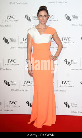 IWC Schaffhausen Galadinner für 57. BFI London Filmfestival im Battersea Evolution, London mit: Emily Blunt wo: London, Vereinigtes Königreich bei: 7. Oktober 2014 Stockfoto