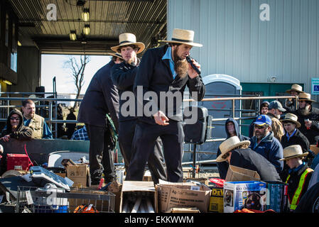 Rawlinsville, Pennsylvania, USA.  Amish-Schlamm-Verkauf, statt jeden Frühling in Lancaster, Pennsylvania.  Fundraising für die örtliche Feuerwehr Spezialtische Stockfoto