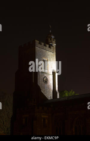 Eine nächtliche Foto von St. Nicholas Kirche Sevenoaks Kent Stockfoto