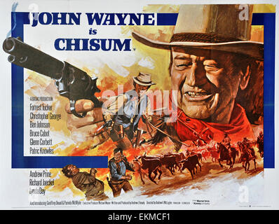 Eine alte Filmplakat von "Chisum" 1970 Warner Bros Technicolor Western Film mit John Wayne Stockfoto