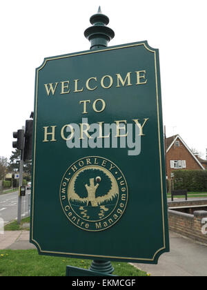 Willkommen in Horley, Surrey Stockfoto