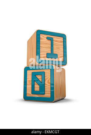 3D Rendern der Bauklötze mit binären eins und Null Stockfoto