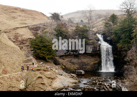 Thornton Force Wasserfall, Teil des Weges Ingleton Wasserfälle auf dem Fluß Twiss, Yorkshire Dales National Park, England UK Stockfoto