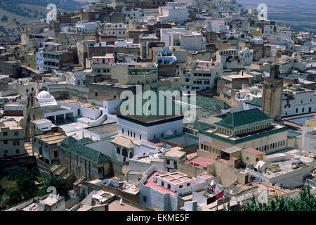 Marokko, Moulay Idriss Zerhoun, Mausoleum von Moulay Idriss Stockfoto