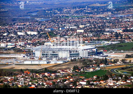 Vue Aerienne Stade des lumières - 07.04.2015 - Nouveau Stade de Lyon de Bau einer Decines.Photo: Jean-Michel Bancet/Icon Sport Stockfoto