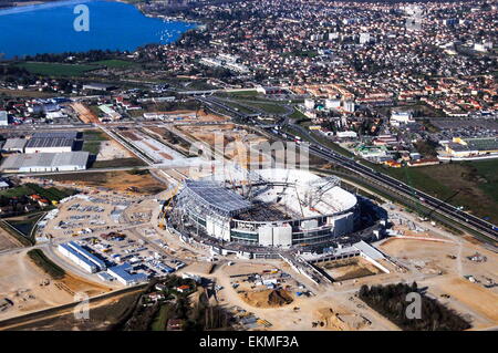 Vue Aerienne Stade des lumières - 07.04.2015 - Nouveau Stade de Lyon de Bau einer Decines.Photo: Jean-Michel Bancet/Icon Sport Stockfoto