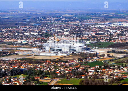 Vue Aerienne Stade des lumières - 07.04.2015 - Nouveau Stade de Lyon de Bau einer Decines.Photo: Jean-Michel Bancet/Icon Sport Stockfoto