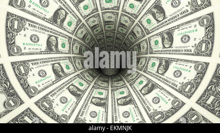 Hintergrund von US-Dollar-Banknoten in der perspektivischen Ansicht – 3D illustration Stockfoto